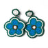 Blue & Green Color Flower Shape Earrings | Earrings | Fliower Shape Balli | Green Color & Multi Color Earrings | Online Craft | Tradition | Indian Art | Craft Store | Decoration Essentials | Craft Shop India