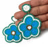Blue & Green Color Flower Shape Earrings | Earrings | Fliower Shape Balli | Green Color & Multi Color Earrings | Online Craft | Tradition | Indian Art | Craft Store | Decoration Essentials | Craft Shop India