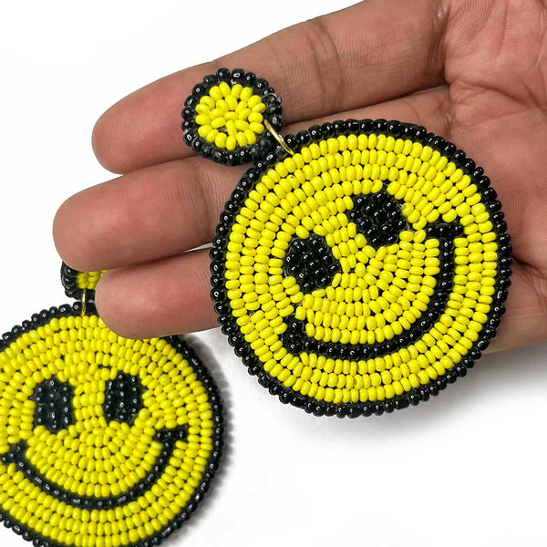Yellow & Black Color Smiley Shape Earrings | Black Color Smiley Shape Earrings | Yellow Color Smiley Shape Earrings | smiley | Online Craft | Tradition | Indian Art | Craft Store | Decoration Essentials | Craft Shop India