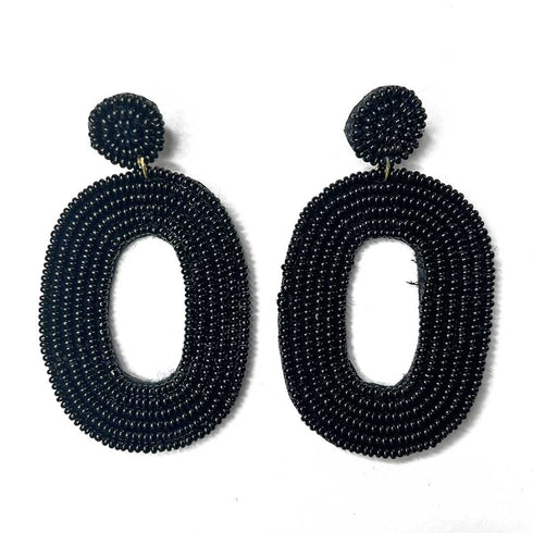 Black Color Oval Shape Earrings | Black Earrings | Earrings | Oval Shape | Art | Decoration | Party | Wedding | Craft Shop India