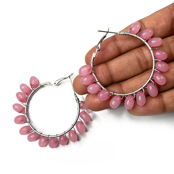 Onion Pink Color Round Shape Hoop | Onion Pink Color Hoop | Round Shape Earings | Round Shape Bali | Onion Color earings | Online Craft | Tradition | Indian Art | Craft Store | Decoration Essentials | Craft Shop India