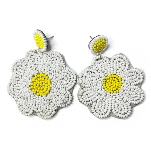 White Color Flower Shape Earrings | Yellow Color Flower Shape Earrings | Flower Shape Earrings | Flower Shape Balli | Online Craft | Tradition | Indian Art | Craft Store | Decoration Essentials | Craft Shop India