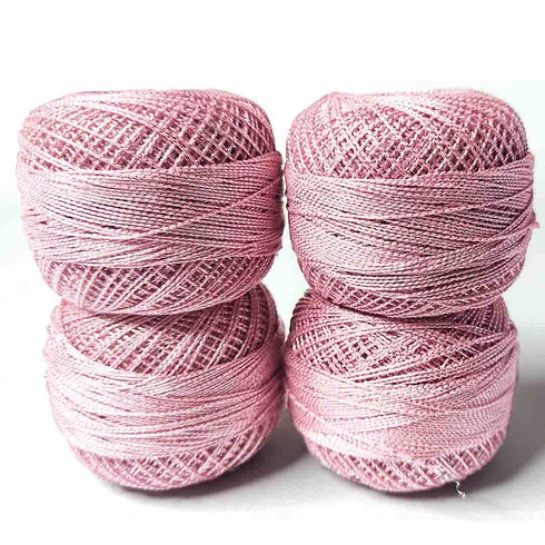 Metallic Baby Pink Cotton Crochet Thread Balls for Knitting, Weaving, Embroidery and Craft Making