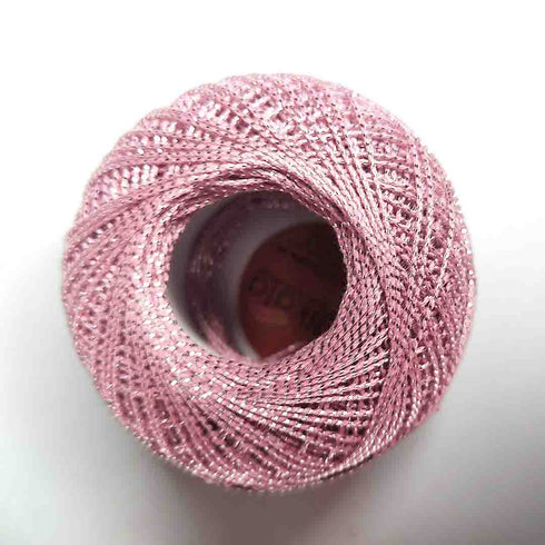 Metallic Baby Pink Cotton Crochet Thread Balls for Knitting, Weaving, Embroidery and Craft Making