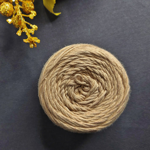Beige Color 8 PLY Cotton Crochet Thread Balls for Weaving and Craft Making - 100GMS