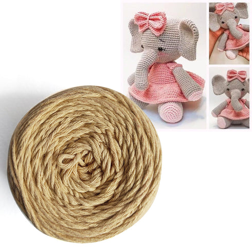 Beige Color 8 PLY Cotton Crochet Thread Balls for Weaving and Craft Making - 100GMS