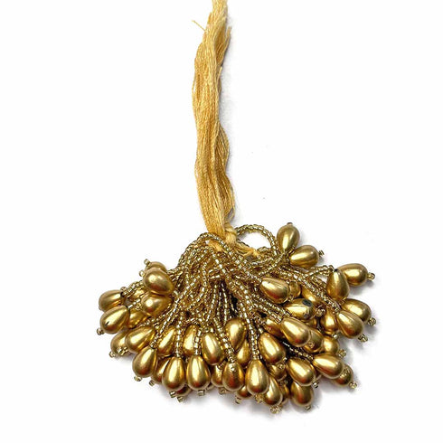 Drop Shape Golden Beads Tassel Pack Of 10