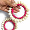 3 Inches Rani Pink Color Kaudi Shells Bangle/Ring Set Of 2