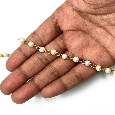 White Color Small Pearl Beads | Pearl Beads Chain | Jewelry Making | Jewelry | decoration | Art Craft | Craft Making | Chain | Online Craft | Tradition | Indian Art | Craft Store | Decoration Essentials | Craft Shop India