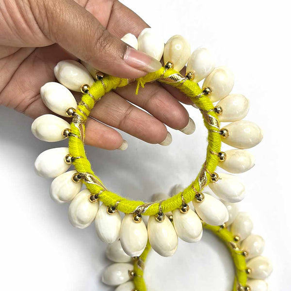 3 Inches kaudi Shell | yellow Color kaudi Shell | kaudi Shells bangles | kaudi Shell Rings | Craft | Art | Decoration | Dress Making | Wedding | Craft Supplies | Craft Shop India