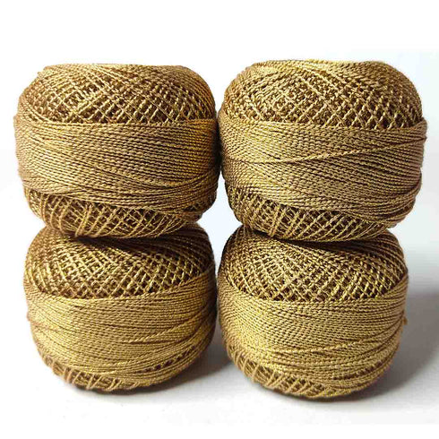 Metallic Gold Cotton Crochet Thread Balls for Knitting, Weaving, Embroidery and Craft Making