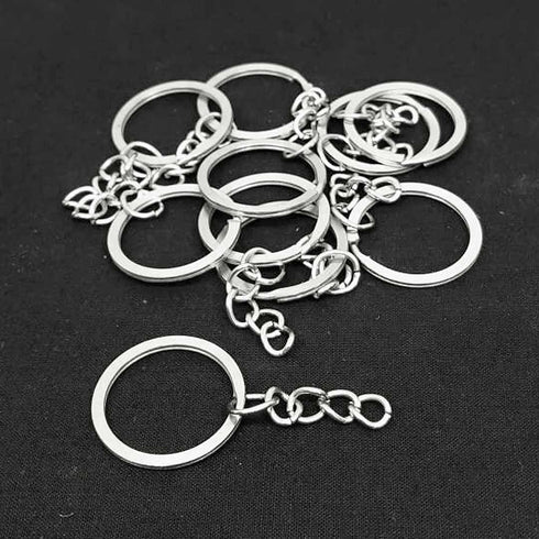 Silver Key Ring (with chain) pack of 10 | Silver Key Chain | Chain Essential | Key Rings | Craft Shop India | Craft Store | Art Craft | Craft | Art Craft | Online Craft | Hobby Craft | Craft Material | Craft Shop India | Craft Store Online | Handemade | Indian decoration | Craft Making | Project Making | Wedding Decoration
