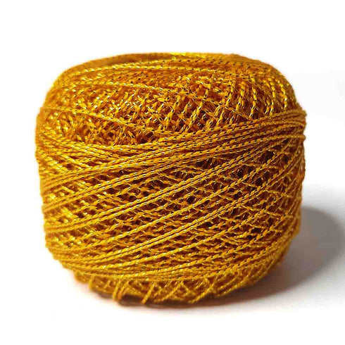 Metallic Mango Yellow Cotton Crochet Thread Balls for Knitting, Weaving, Embroidery and Craft Making