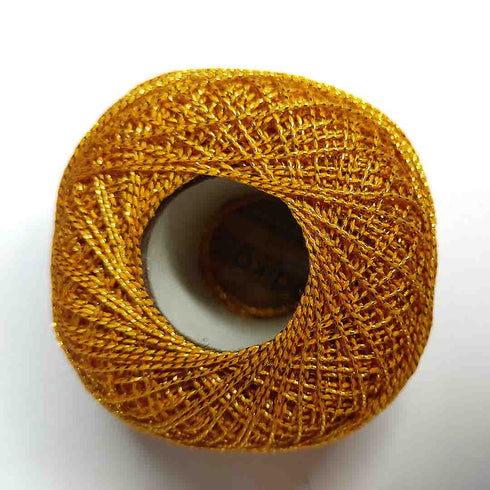 Metallic Mango Yellow Cotton Crochet Thread Balls for Knitting, Weaving, Embroidery and Craft Making