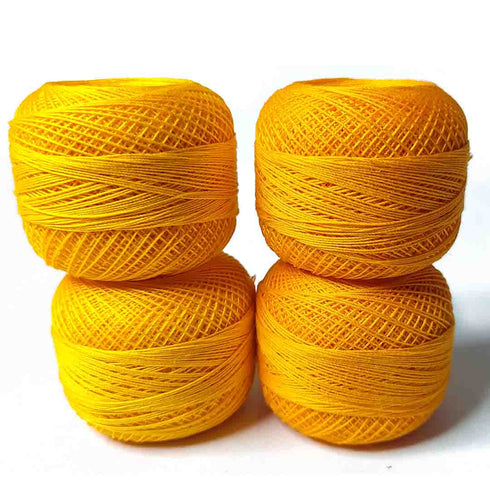 Mango Yellow 3 PLY Premium Knitting Crochet Cotton Thread Balls for Knitting, Weaving, Embroidery and Craft Making