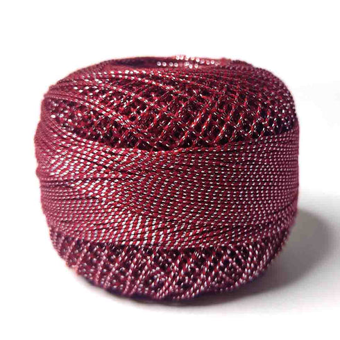 Metallic Maroon Cotton Crochet Thread Balls for Knitting, Weaving, Embroidery and Craft Making