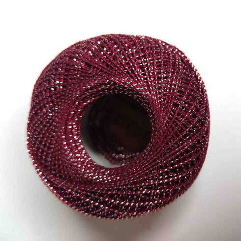 Metallic Maroon Cotton Crochet Thread Balls for Knitting, Weaving, Embroidery and Craft Making