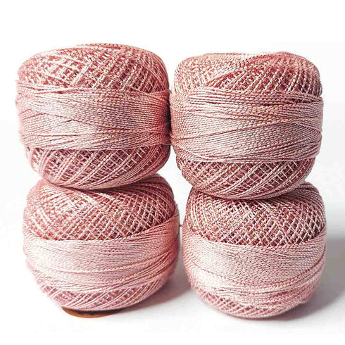 Metallic Peach Cotton Crochet Thread Balls for Knitting, Weaving, Embroidery and Craft Making