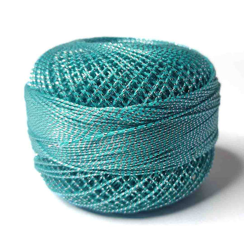 Metallic Firozi Cotton Crochet Thread Balls for Knitting, Weaving, Embroidery and Craft Making