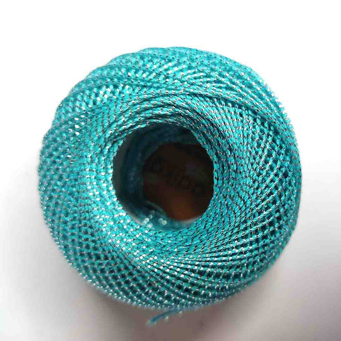Metallic Firozi Cotton Crochet Thread Balls for Knitting, Weaving, Embroidery and Craft Making