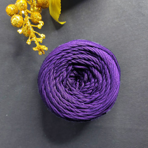 Purple Color 8 PLY Cotton Crochet Thread Balls for Weaving and Craft Making - 100GMS