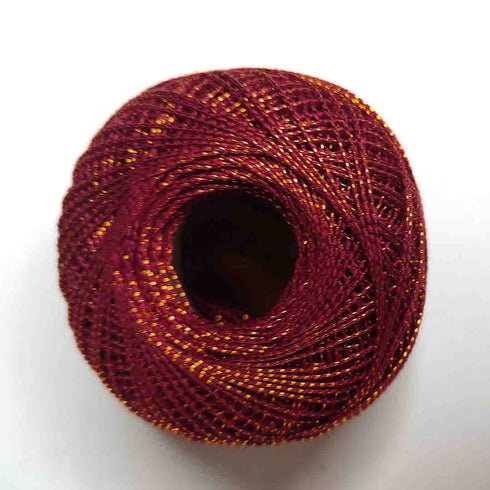 Metallic Red Cotton Crochet Thread Balls for Knitting, Weaving, Embroidery and Craft Making