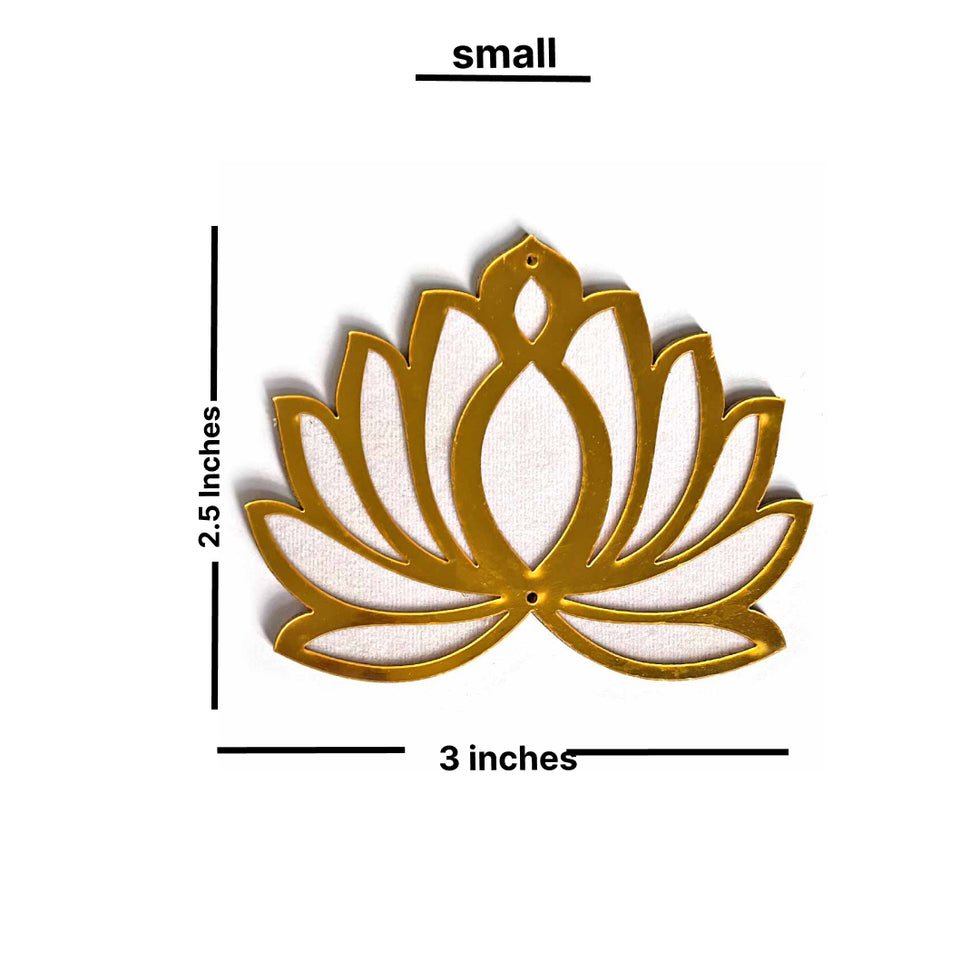 3 Different Sizes Red Velvet & Golden Acrylic Lotus Set of 18