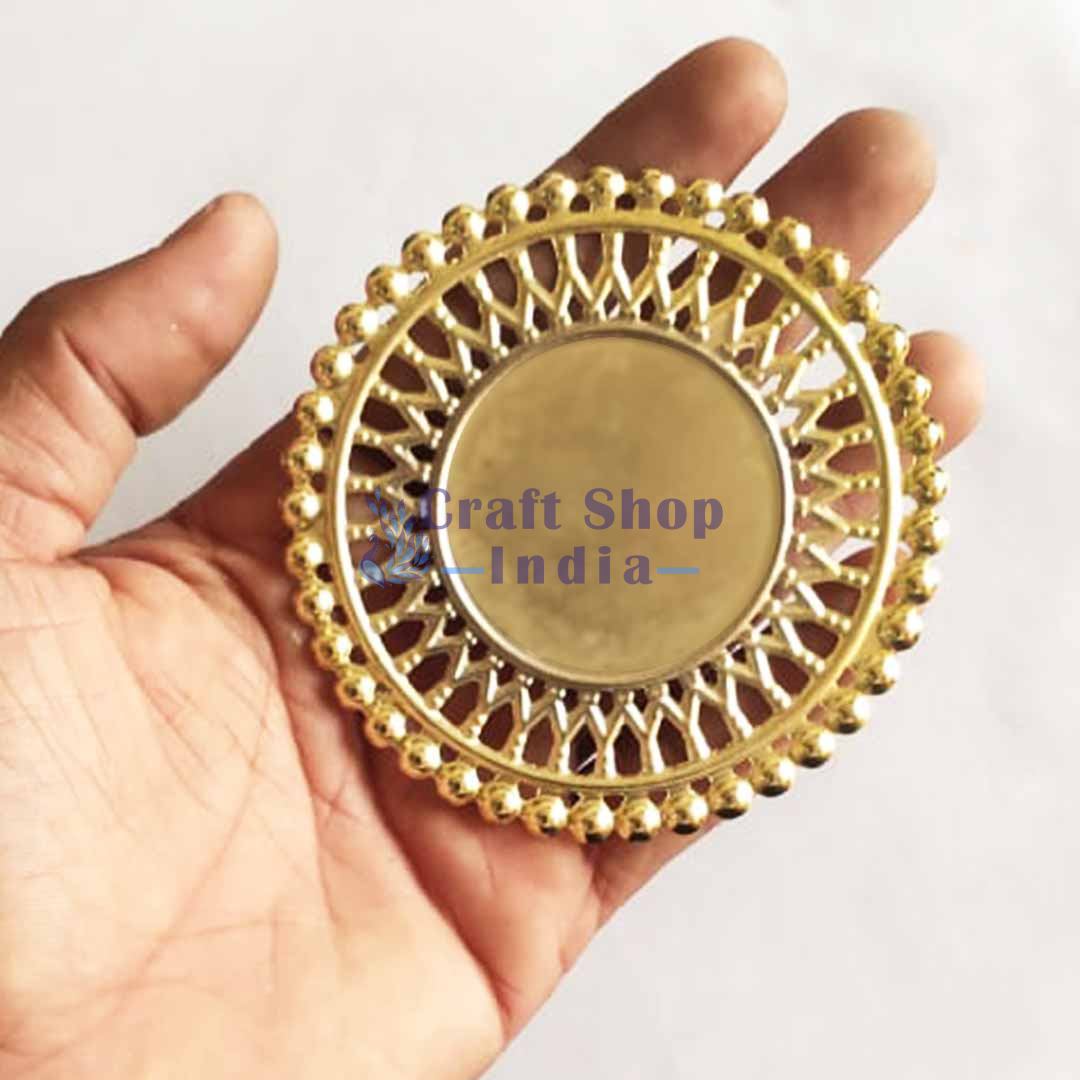 Round Shape Golden Color Metal Patra Pack Of 20 – craftshopindia