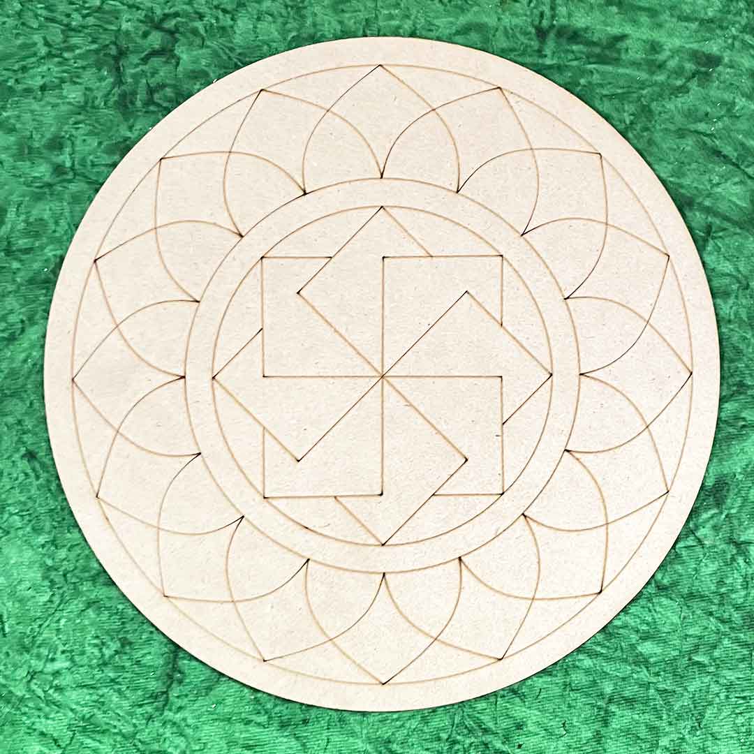 Swastika Mandala Design MDF Engraved Base 12 INCH – craftshopindia